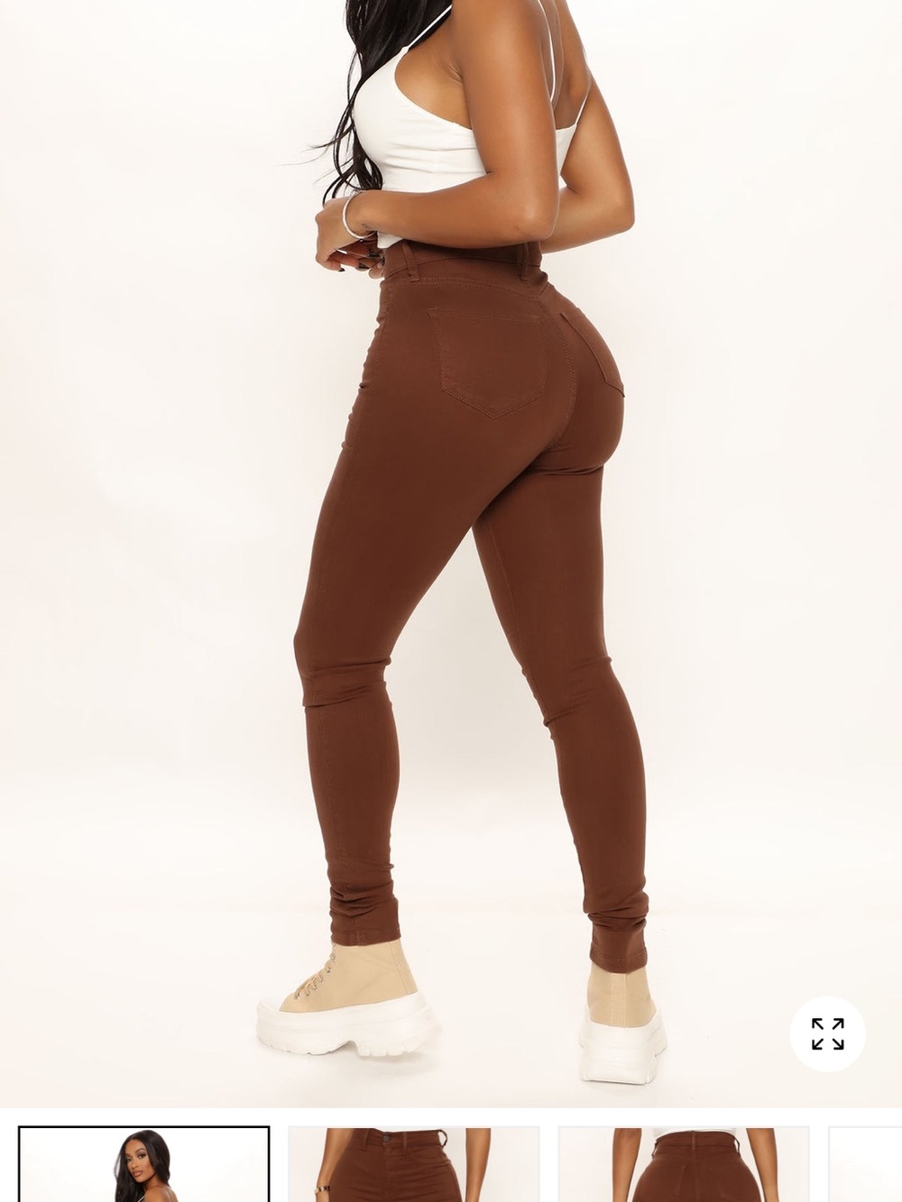 FashionNova High-Waist Brown Skinny Jeans